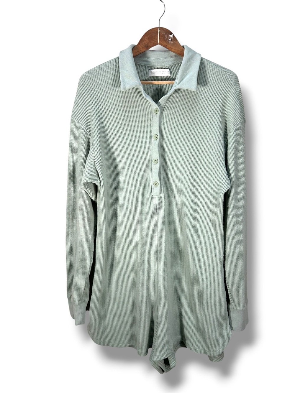 Abercrombie A&F Loungewear Sage Green Waffle Knit Romper Size Large Tall